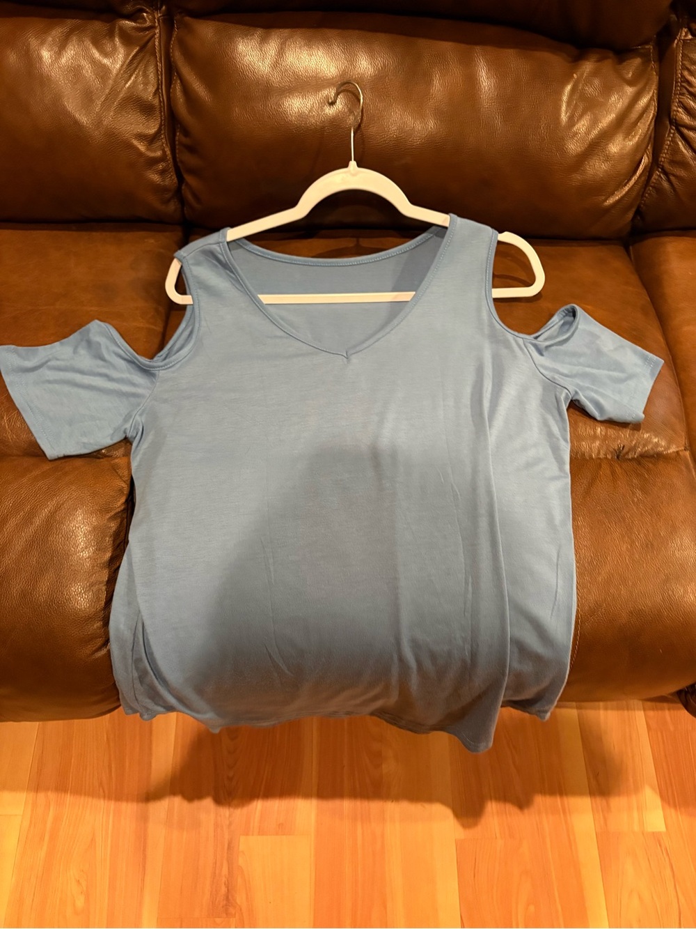 Women's V-Neck Cold Shoulder Tops - Blue, White & Purple 3 pack bundle - Picture 3 of 7